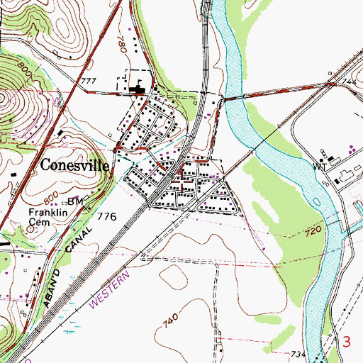 Topographic Map of Conesville Post Office, OH