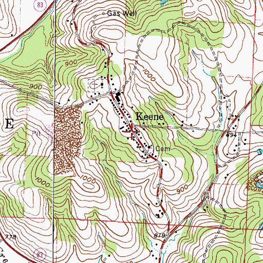 Topographic Map of Keene Post Office, OH