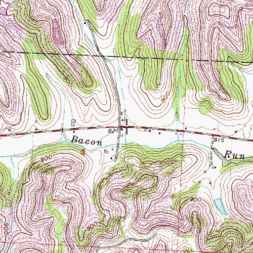 Topographic Map of Bacon Post Office (historical), OH