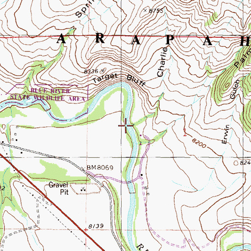 Topographic Map of Charlie Gulch, CO