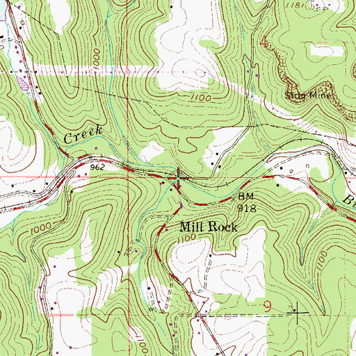 Topographic Map of Millrock Post Office (historical), OH