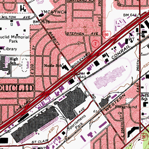Topographic Map of Noble Post Office (historical), OH