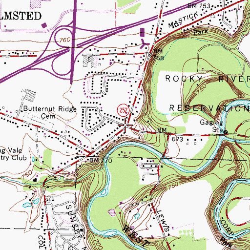 Topographic Map of Olmsted Post Office (historical), OH