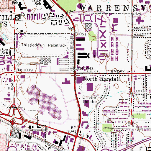 Topographic Map of North Randall Post Office (historical), OH