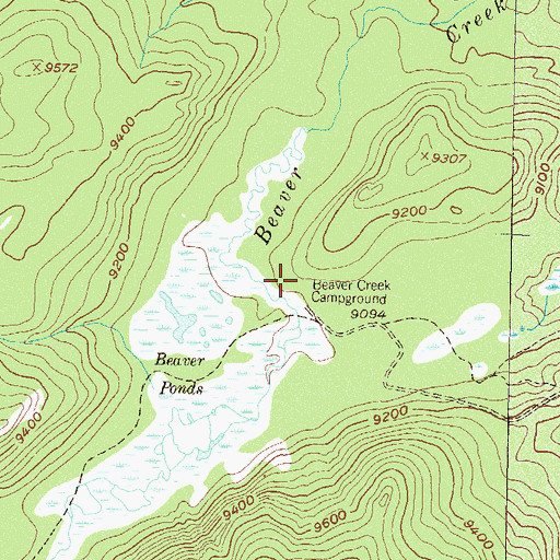 Topographic Map of Beaver Creek Campground, CO