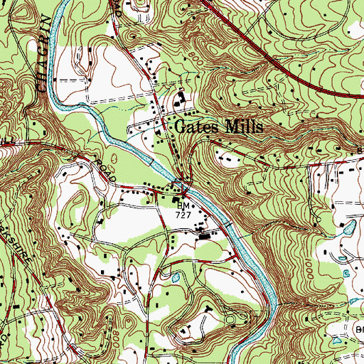 Topographic Map of Gates Mills Post Office, OH