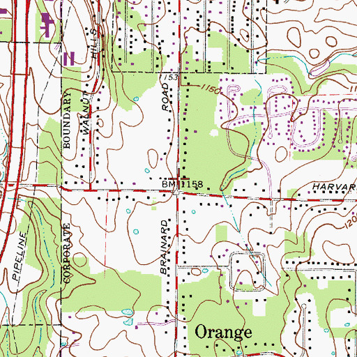 Topographic Map of Orange Post Office (historical), OH