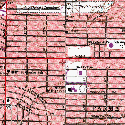 Topographic Map of Parma Post Office (historical), OH