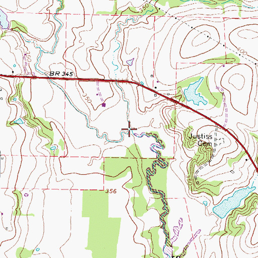 Topographic Map of Justiss Creek, TX