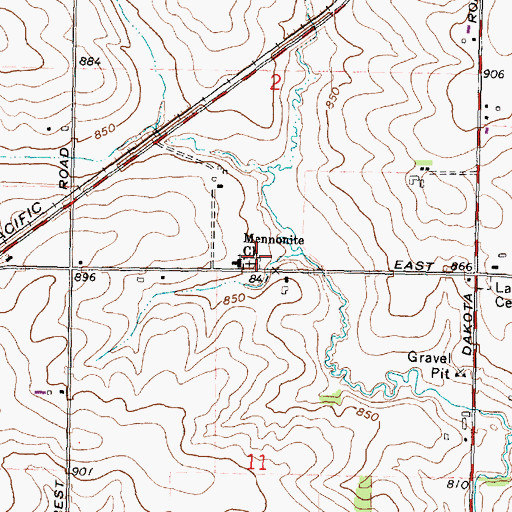 Topographic Map of Mennonite Cemetery, IL