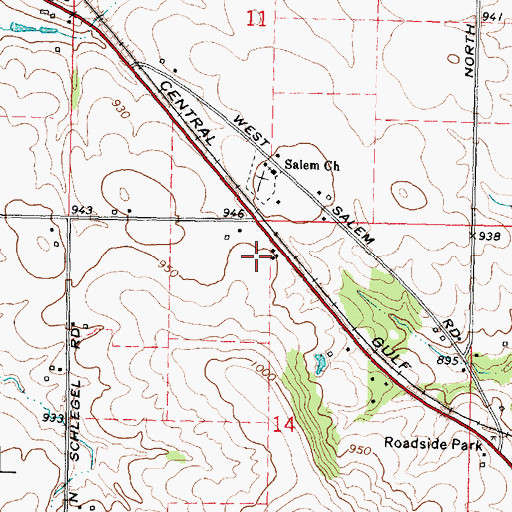 Topographic Map of Salem Evangelical Cemetery, IL