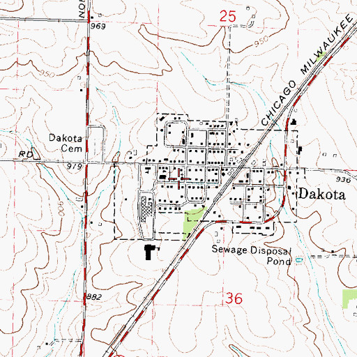 Topographic Map of Dakota United Methodist Church, IL