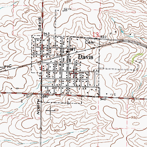 Topographic Map of Davis United Methodist Church, IL