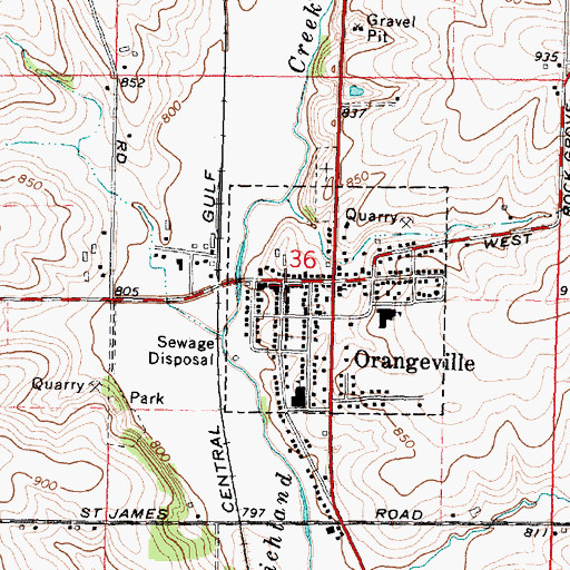Topographic Map of Orangeville Post Office, IL