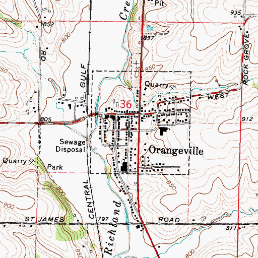 Topographic Map of Orangeville United Methodist Church, IL