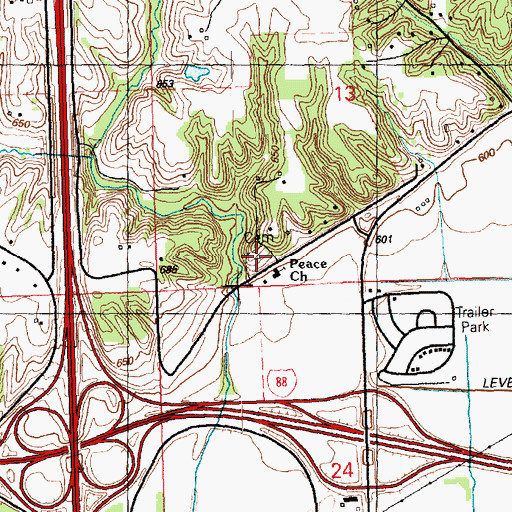 Topographic Map of Frieden's Cemetery, IL