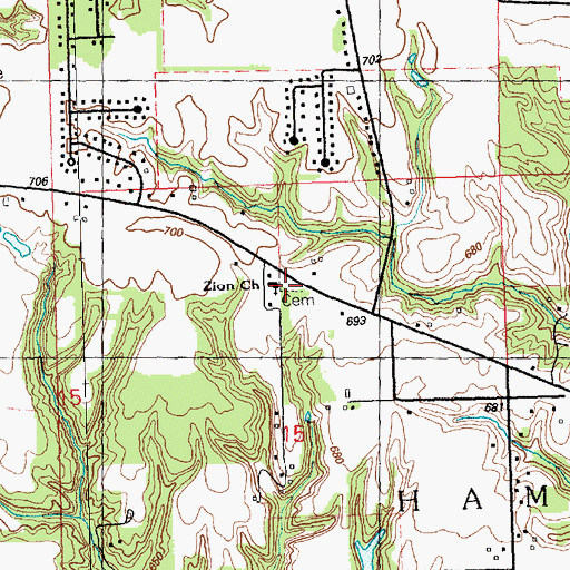Topographic Map of Zion Lutheran Church Cemetery, IL