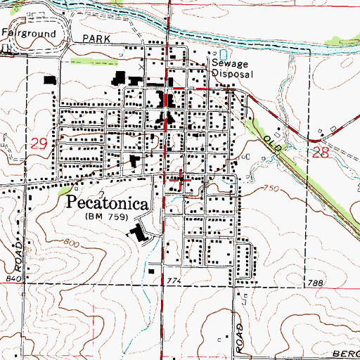 Topographic Map of First Baptist Church, IL