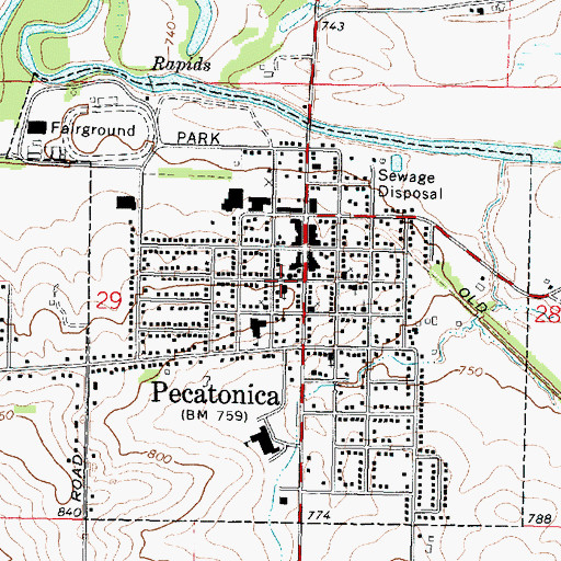 Topographic Map of Saint Marys Catholic Church, IL