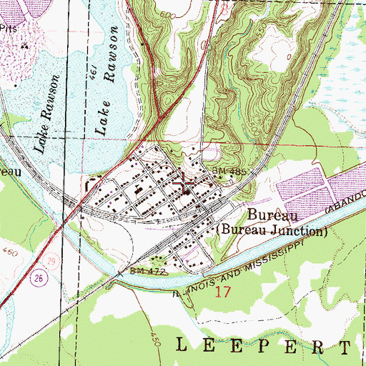 Topographic Map of First Congregational Church of Bureau, IL