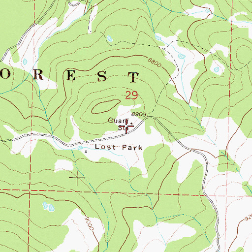 Topographic Map of Lost Park Forest Service Facility, CO