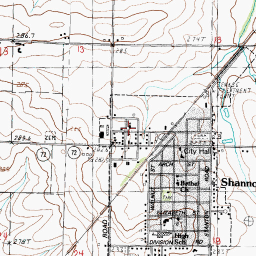 Topographic Map of Shannon Baptist Church, IL