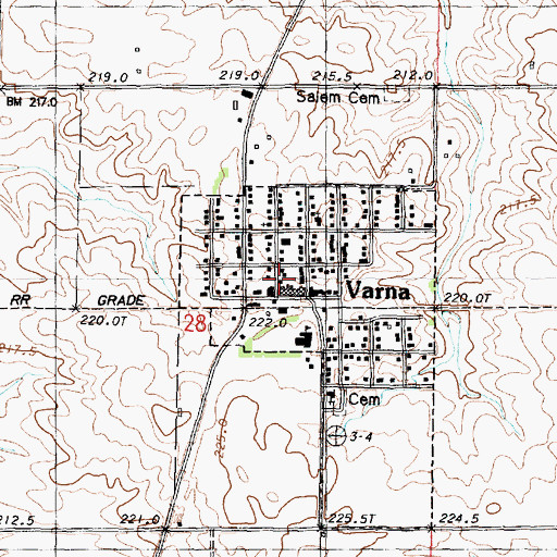 Topographic Map of Varna Post Office, IL