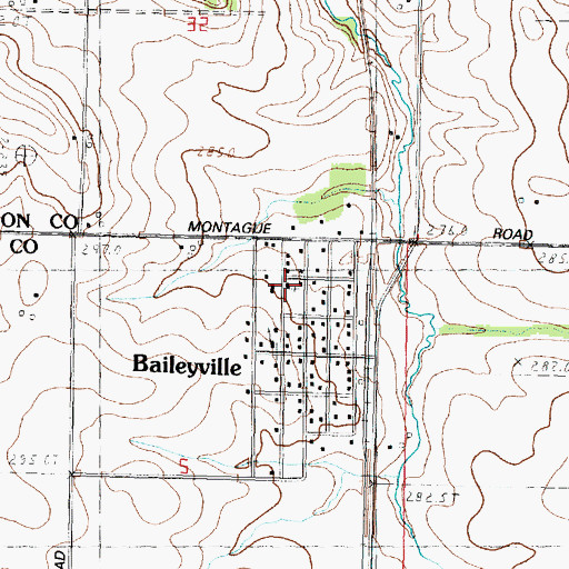 Topographic Map of Baileyville Baptist Church, IL