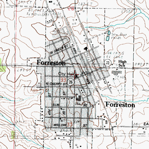 Topographic Map of Forreston City Hall, IL
