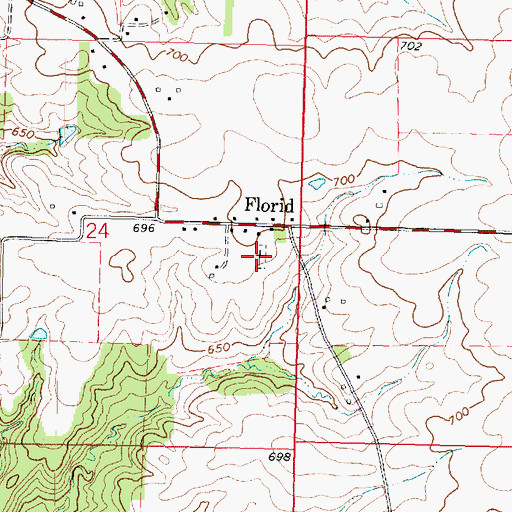 Topographic Map of Florid Cemetery, IL