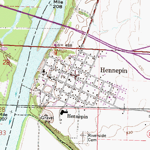 Topographic Map of Hennepin United Methodist Church, IL