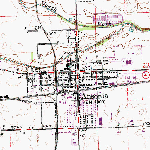Topographic Map of Ansonia Post Office, OH