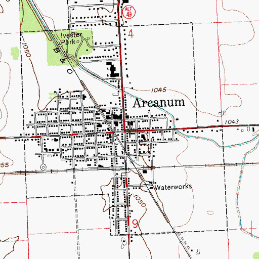 Topographic Map of Arcanum Post Office, OH