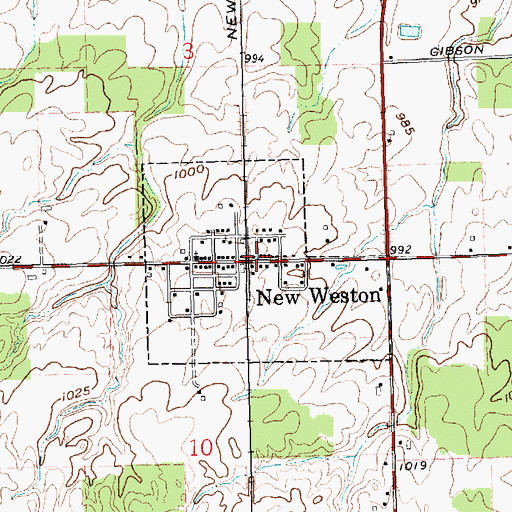 Topographic Map of New Weston Post Office, OH