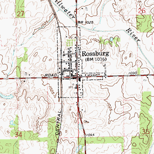 Topographic Map of Rossburg Post Office, OH