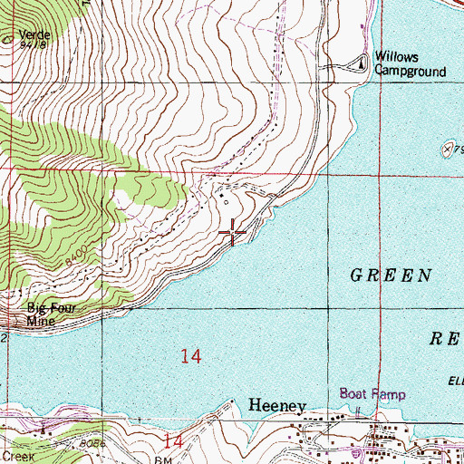 Topographic Map of Big Green Campground, CO