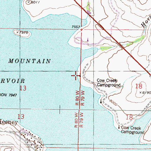 Topographic Map of Cow Creek Campground, CO