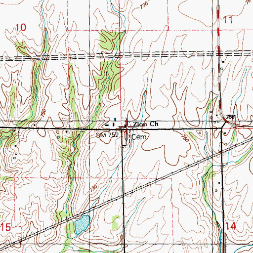 Topographic Map of Zion Lutheran Church Cemetery, IL