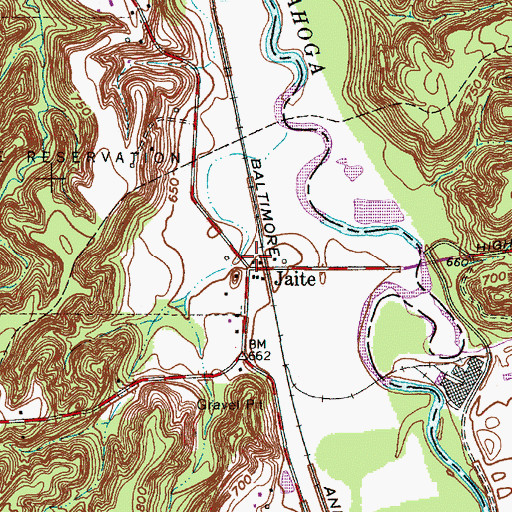 Topographic Map of Jaite Post Office (historical), OH