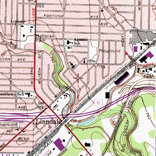 Topographic Map of North Linndale Post Office (historical), OH