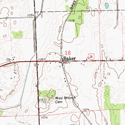Topographic Map of Baker Mills Post Office (historical), OH