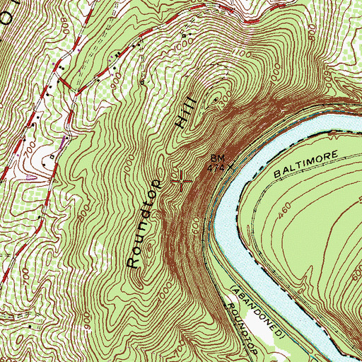 Topographic Map of Round Top State Natural Heritage Park, MD