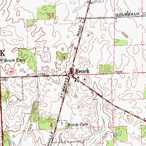 Topographic Map of Brock Post Office (historical), OH