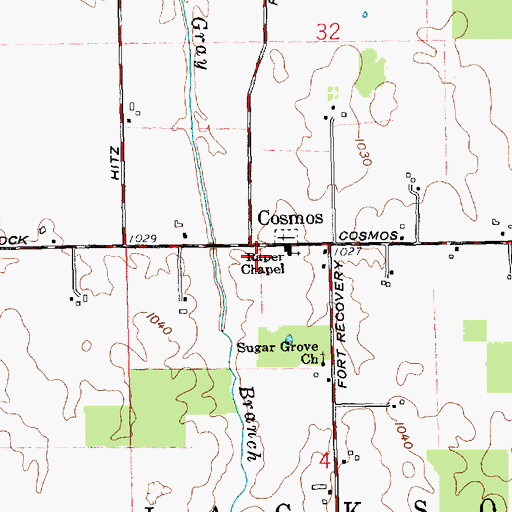 Topographic Map of Cosmos Post Office (historical), OH