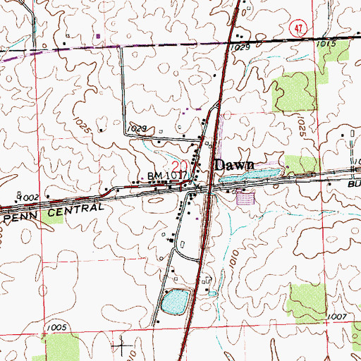 Topographic Map of Dawn Post Office (historical), OH
