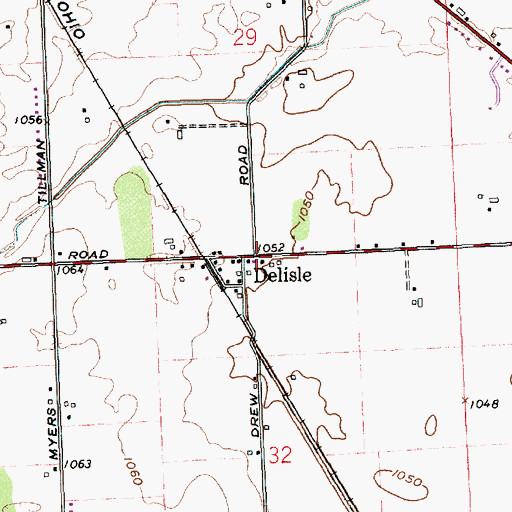 Topographic Map of Delisle Post Office (historical), OH