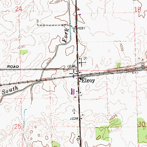 Topographic Map of Elroy Post Office (historical), OH