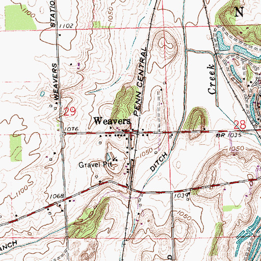 Topographic Map of Weavers Station Post Office (historical), OH