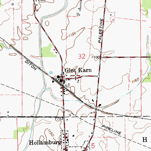 Topographic Map of Glenkarn Post Office (historical), OH