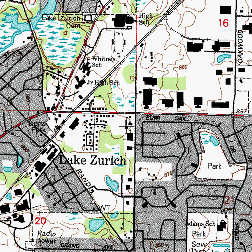 Topographic Map of Saint Francis De Sales School, IL